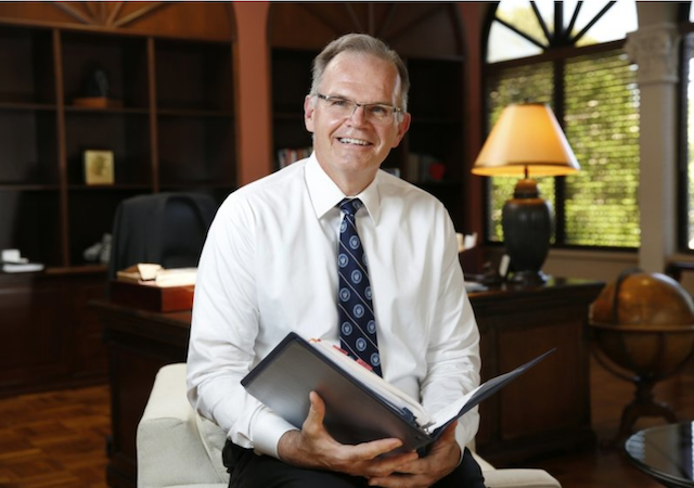 USD President James T. Harris III in his office. (Nancee E. Lewis / Nancee Lewis Photography)
