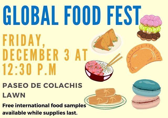 Event flyer with text and illustrations of food items