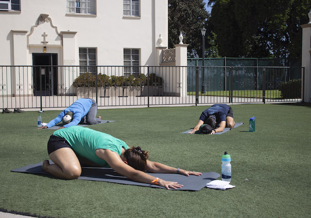 People doing yoga at the Sports Center