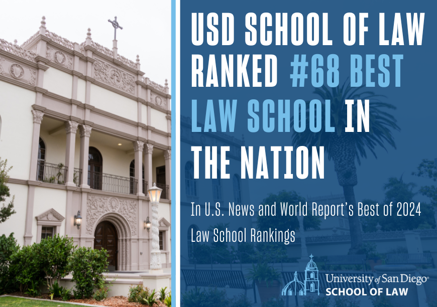 USD School of Law Ranked #68 Best Law School in the Nation In U.S. News and World Report's Best of 2024 Law School Rankings 