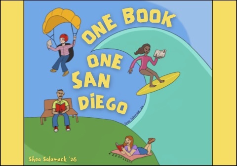 colorful poster promoting One Book One San Diego