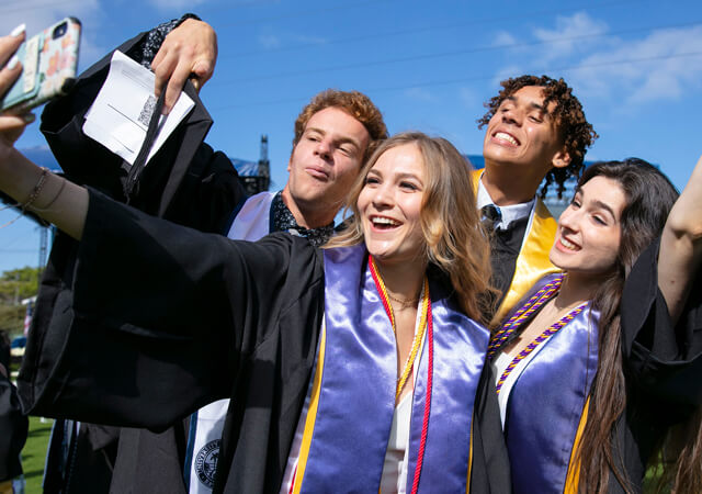 Students celebrating graduation