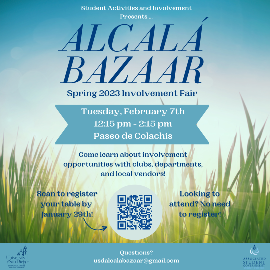 Alcalá Bazaar Spring 2023 flyer for the involvement fair. 