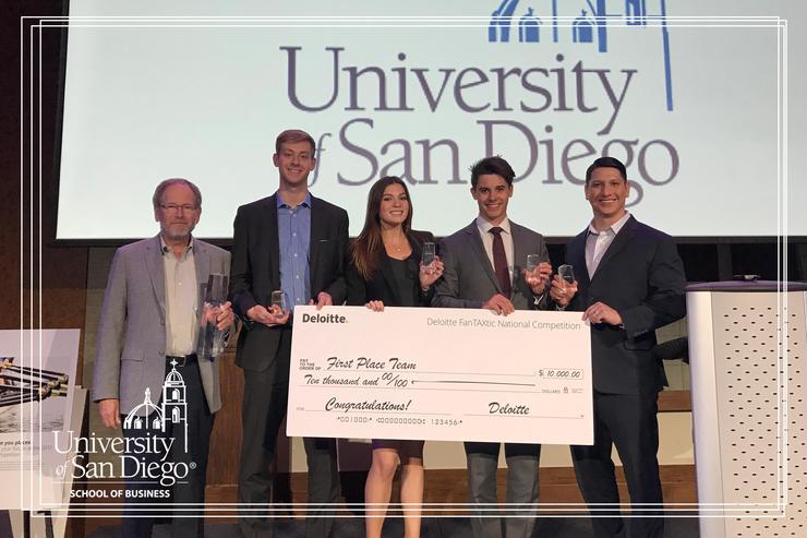 From left to right: Prof. Tom Dalton, Andrew Cole, Barbara Machado, Simon Finnie, and Michael Diaz. Siobhan Baloochi was not able to attend but is also a team member.