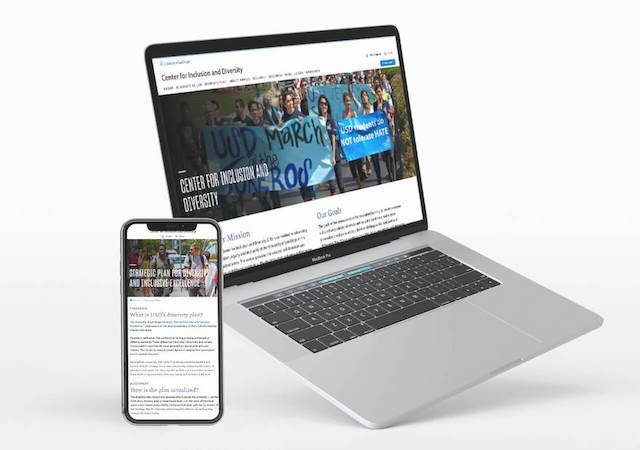 image of USD DEI website homepage displaying on desktop and mobile devices