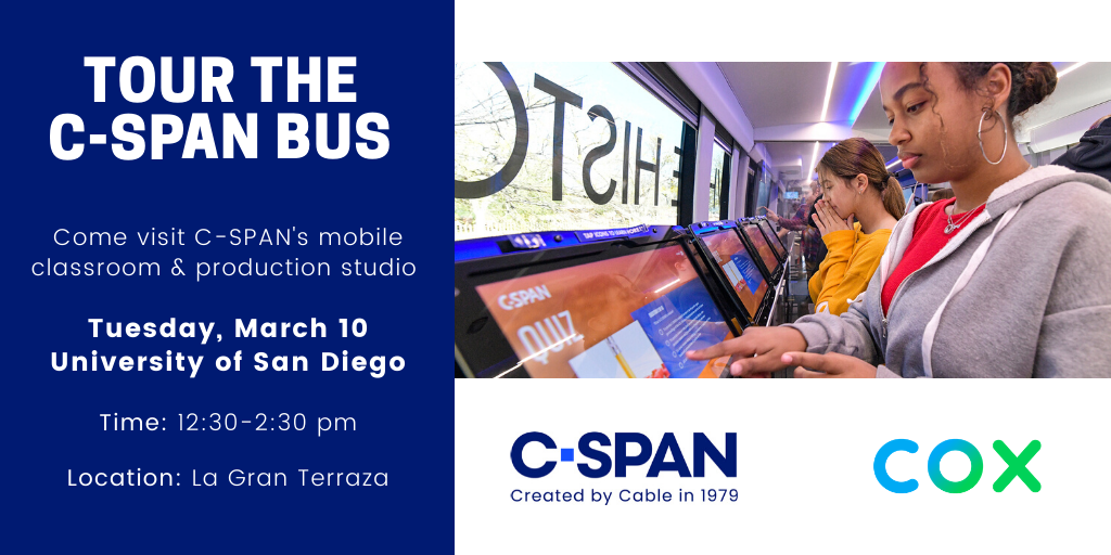 C-SPAN bus in downtown San Diego