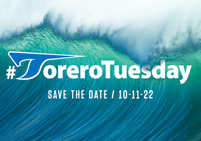 Wave image with text that reads "Torero Tuesday, Save the Date, October 11"