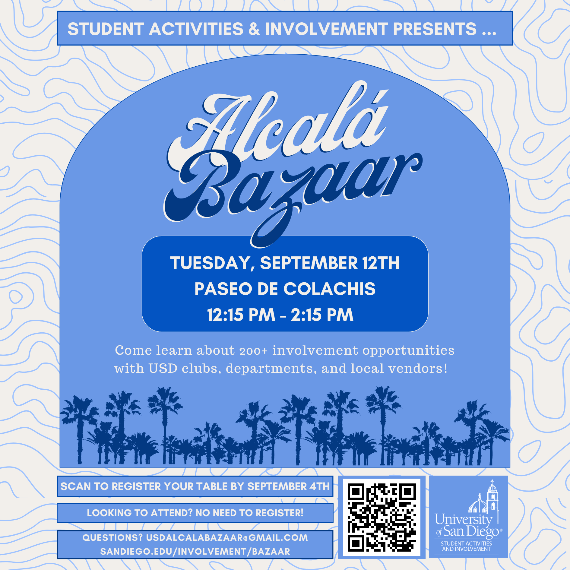 Alcalá Bazaar Fall 2023 flyer for the involvement fair. 