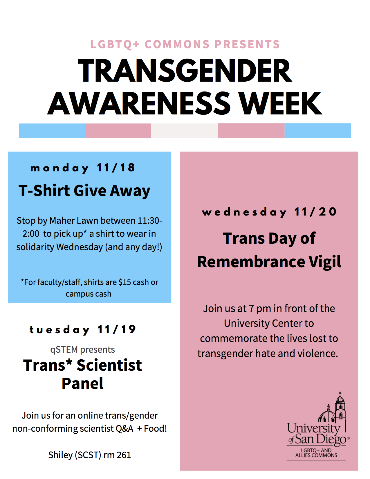 Flyer for Transgender Awareness Week