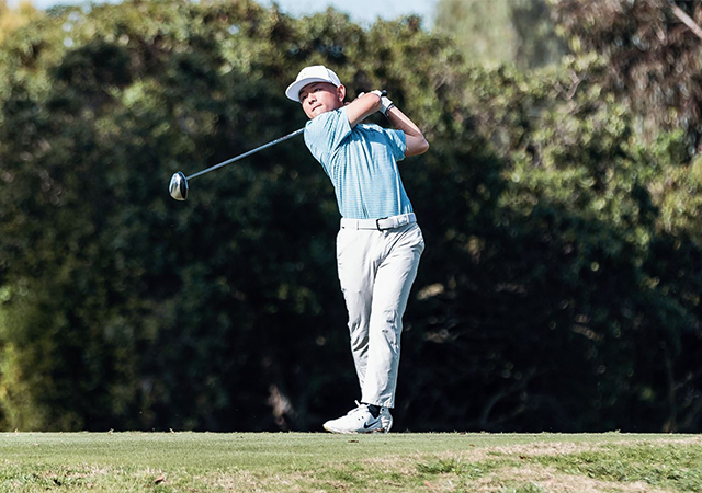 Evan Kawai hits a tee shot during the Limkin Grips San Diego Classic, which was held March 9 and 10.