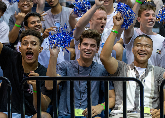 New students cheer in the JCP