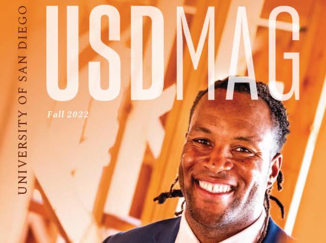 Fall 2022 cover of USD Magazine features smiling alumnus Michael Crawford at one of his building sites