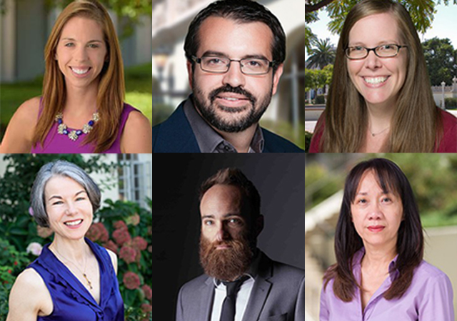 Nine USD faculty members, of which six are visible here, were recently revealed as winners of top university awards for 2021-22 at USD.