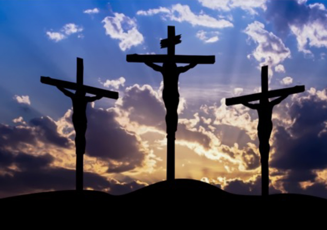 Three crosses on a hill