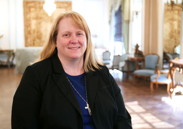 Sr. Juliet in the French Parlor in Founders Hall