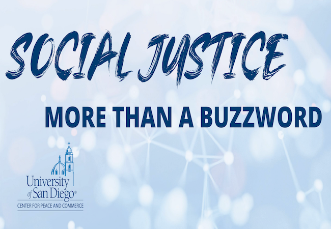 Event title, Social Justice, More than a Buzzword on light blue graphic