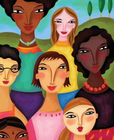 Colorful abstract photo of women