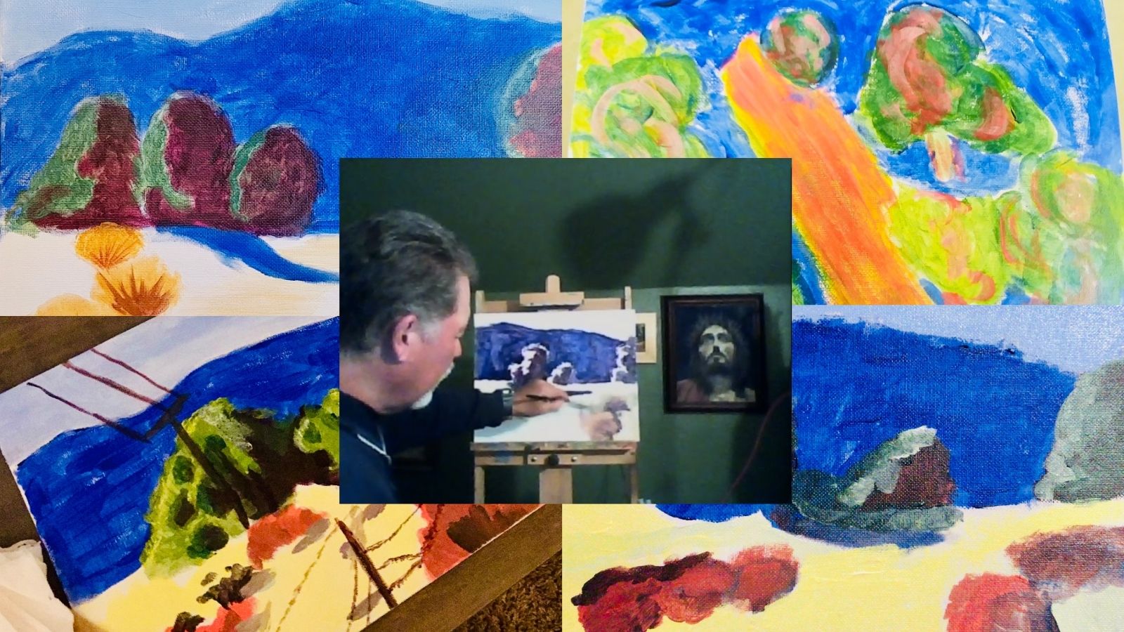 Virtual cheer erupted as artist Richard Gallego led the paint night!
