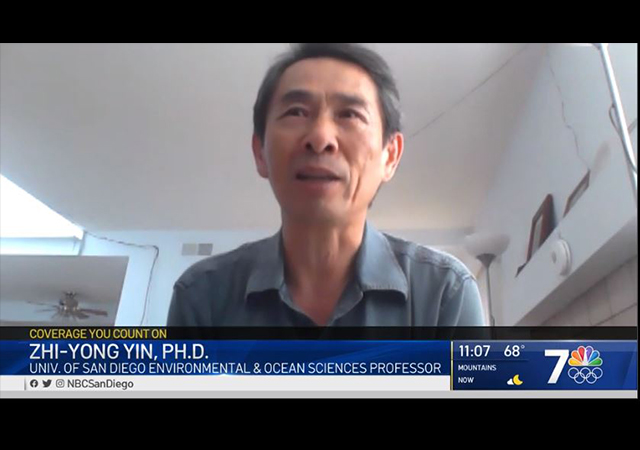 A screenshot of Dr. Yin talking to NBC San Diego.
