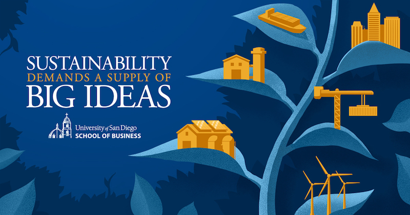Graphic stating sustainability demands a supply of big ideas.