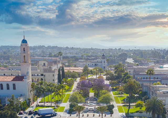 Image of USD on a sunny spring day with clouds in the sky