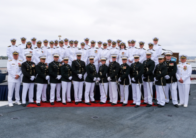 NROTC San Diego commissioned 39 new officers, including 26 U.S. Navy Ensigns and 13 U.S. Marine Corps Second Lieutenants aboard the USS Midway on Thursday, May 29.