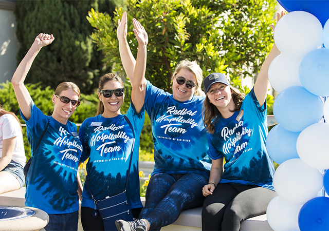 Members of USD's orientation team are ready to welcome new students to campus.