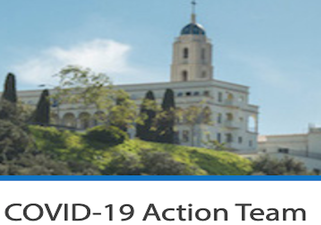 Image of Immaculata with "COVID-19 Action Team" text underneath