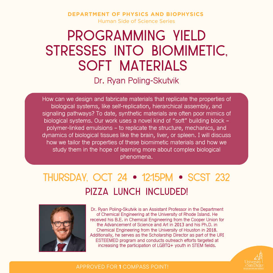 Campus Event "Programming Yield Stresses into Biomimetic, Soft Materials" talk by Dr. Ryan
