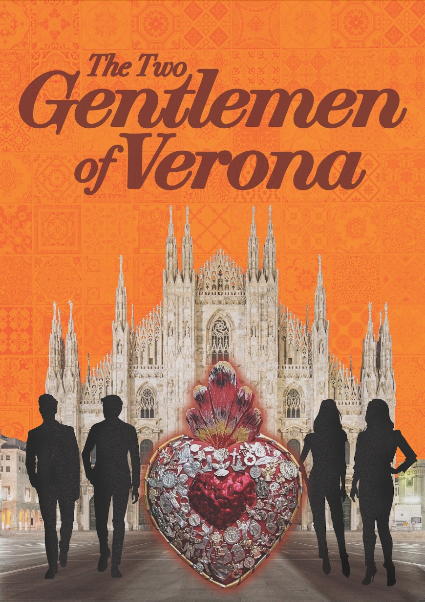 Title of The Two Gentlemen of Verona with the top of a cathedral