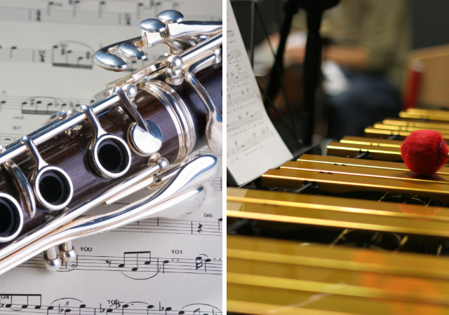 Image of a clarinet and vibraphone.