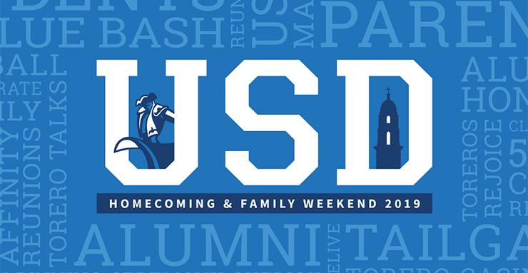 Homecoming and Family Weekend Logo at the SLP for 2019 HFW