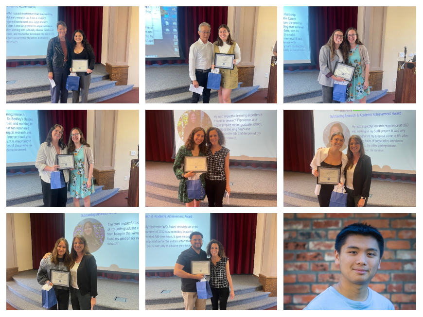 all nine recipients of the outstanding research and academic achievement award