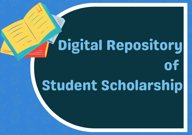 image of an open book, surrounded by text that reads  Digital Repository of Student Scholarship