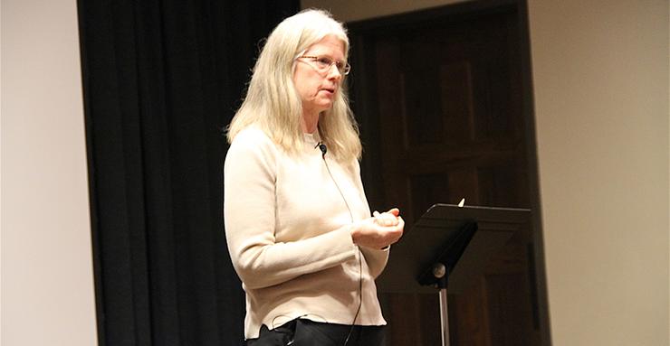 Kate Hennessy, the youngest granddaughter of journalist-activist and co-founder of the Catholic Worker Movement, Dorothy Day, spoke at USD on March 14 in support of a book about Day's life.
