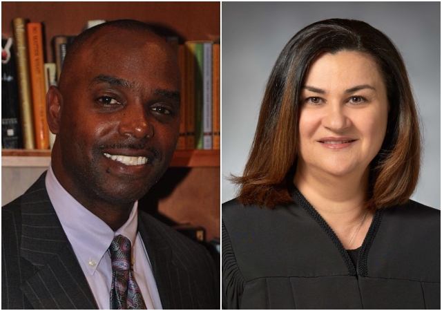 Hon. Mark A. Davis '97 (JD) (left) and Hon. Nadia J. Keilani ’97 (JD) (right)