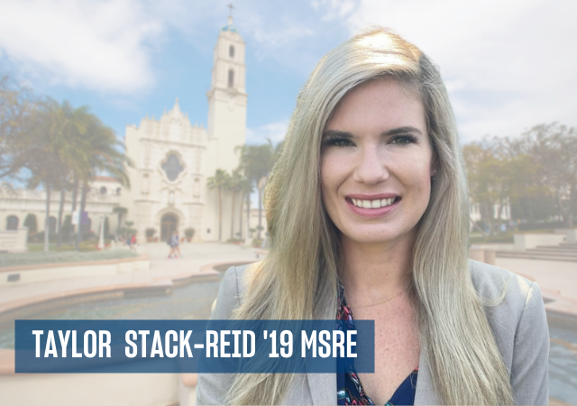 Image is of Taylor Stack-Reid '19 MSRE