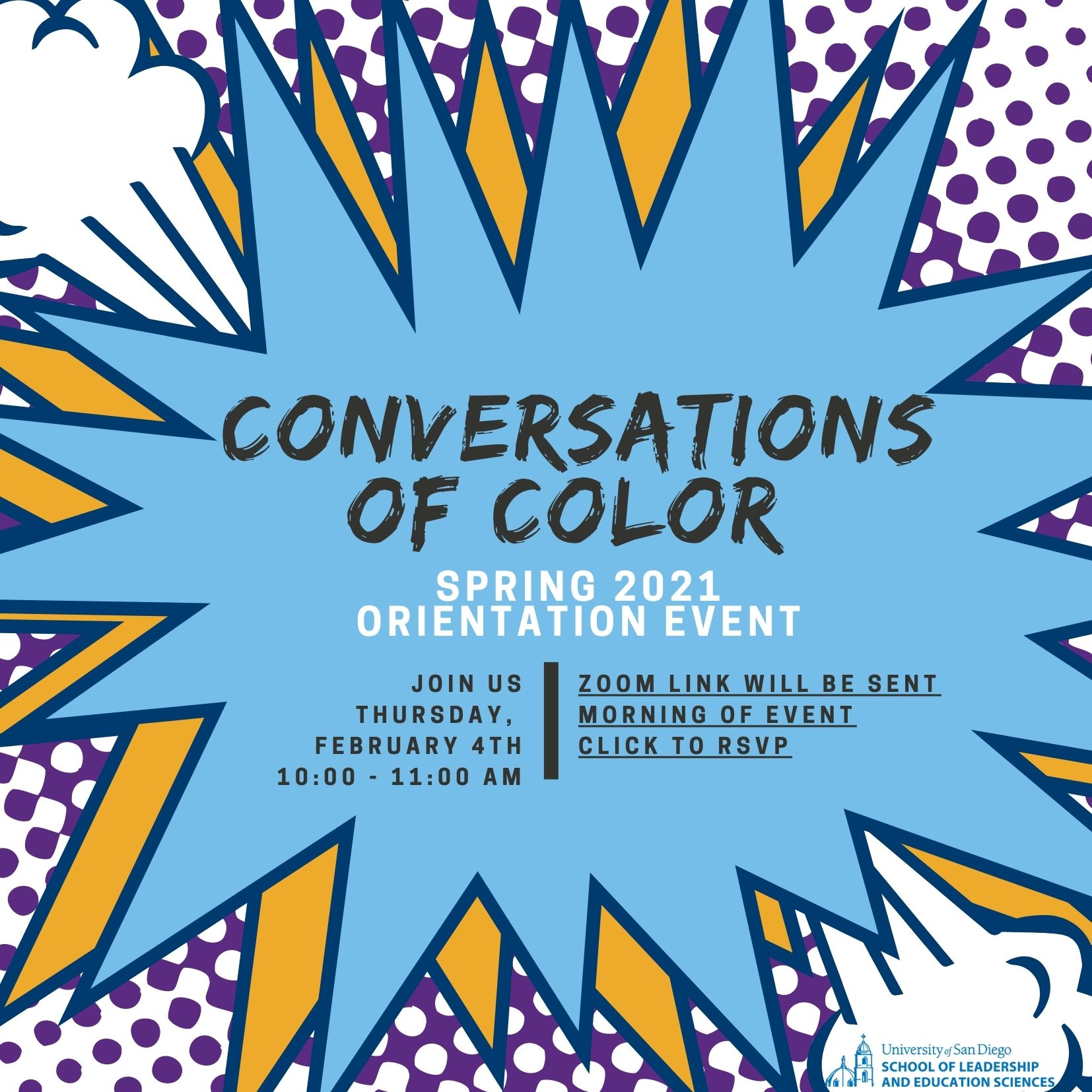 Conversations of Color Orientation Event Flyer 2/4/2021 10-11 AM