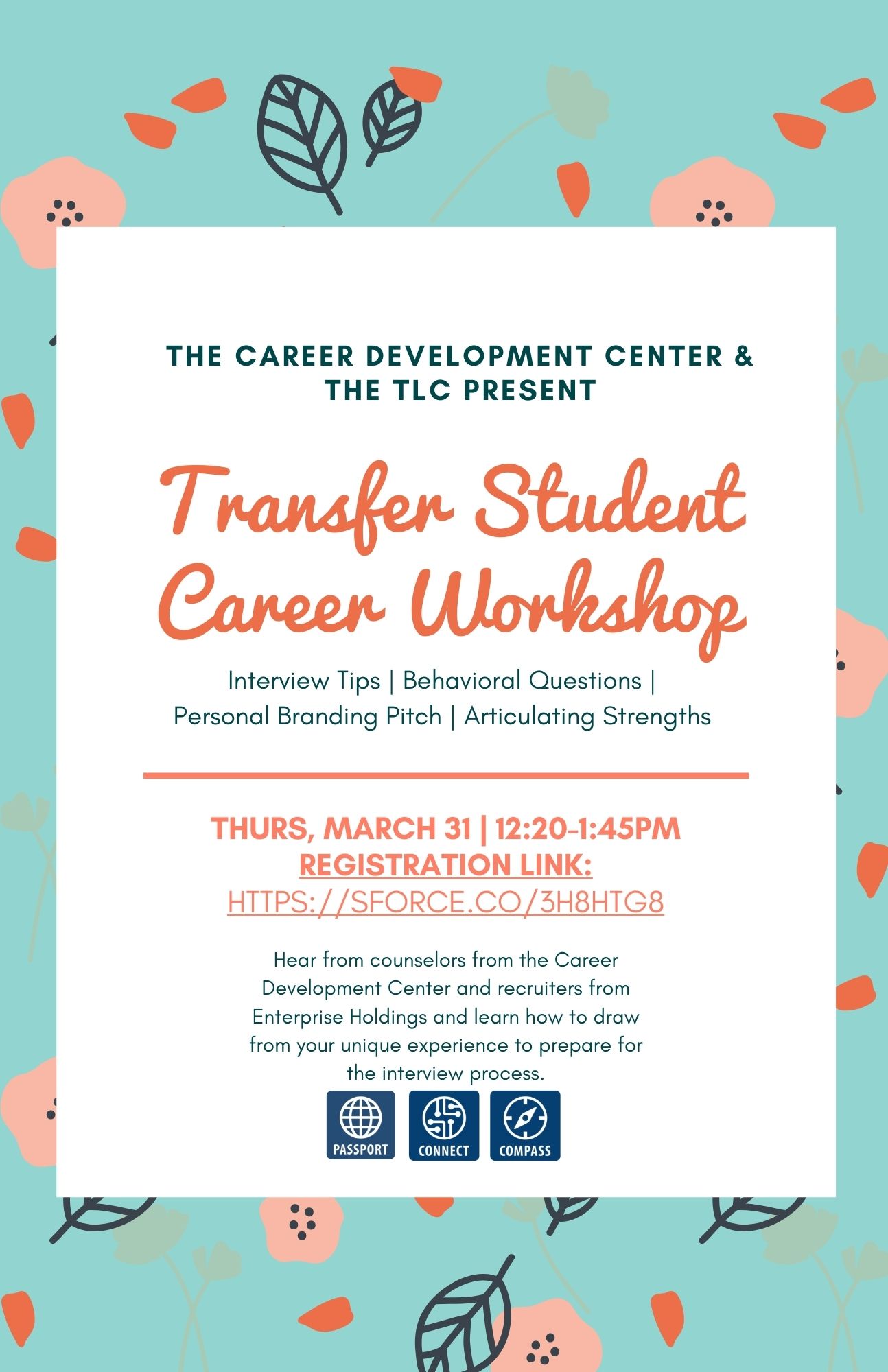 Transfer Student Career Workshop Flyer