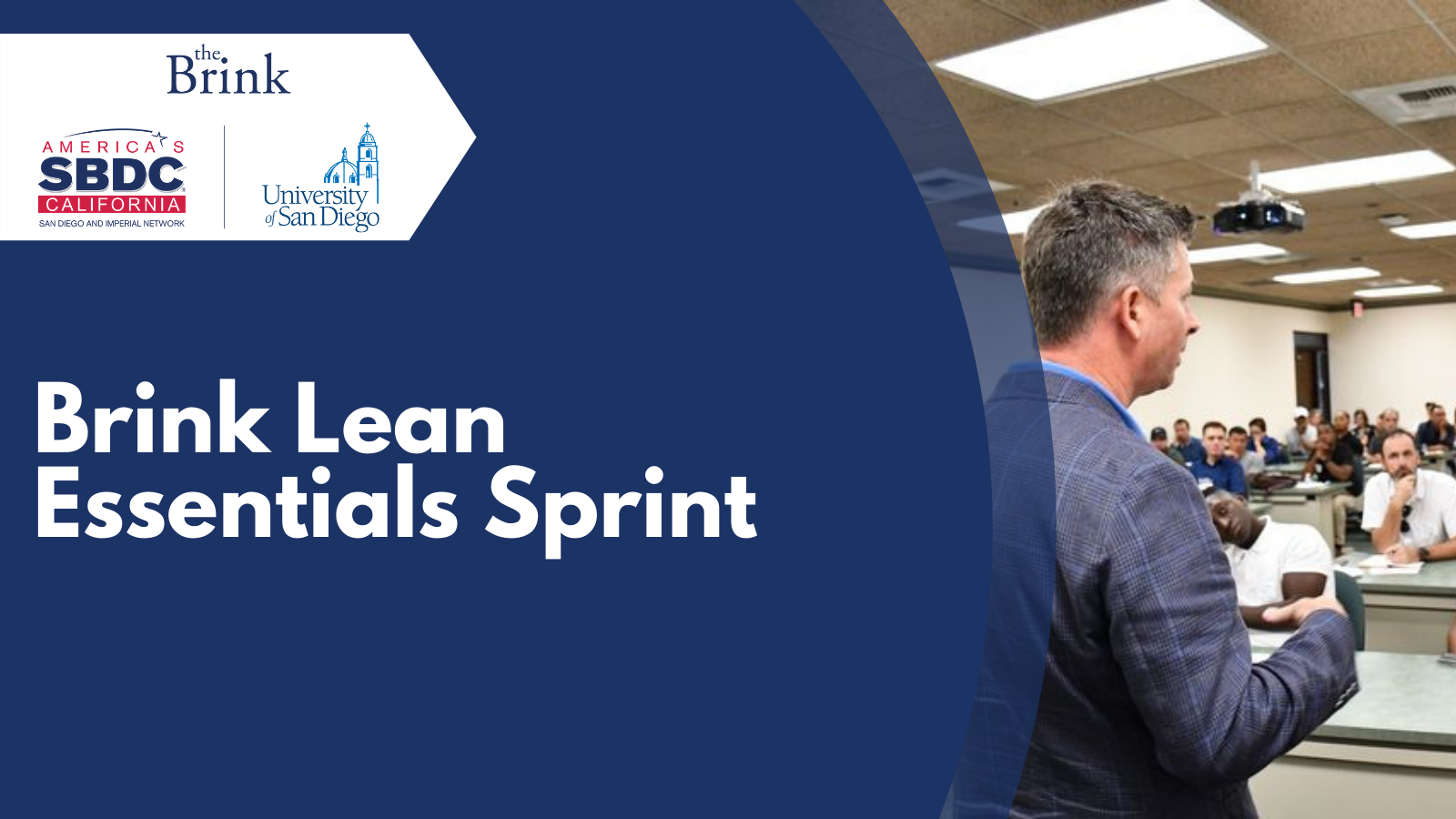 Brink Lean Essentials Sprint graphic with Benton teaching a class