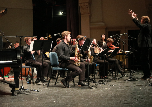 USD Jazz Ensemble performing with director Justin Grinnell.