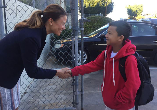 Stephanie Brown with Montgomery Middle student
