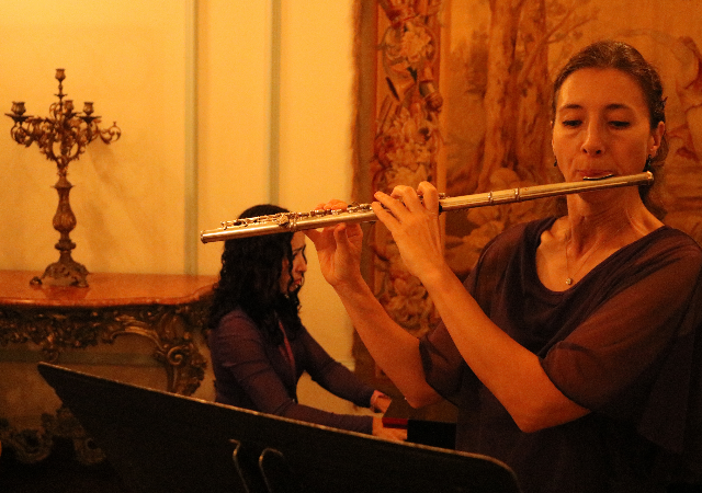 Pam Martchev performing in the French Parlor.