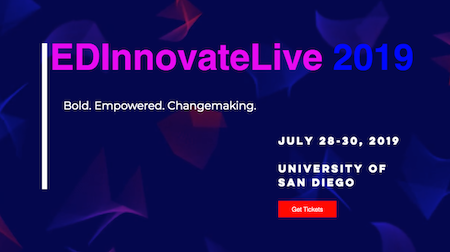 EdInnovateLive 2019 conference banner at the University of San Diego