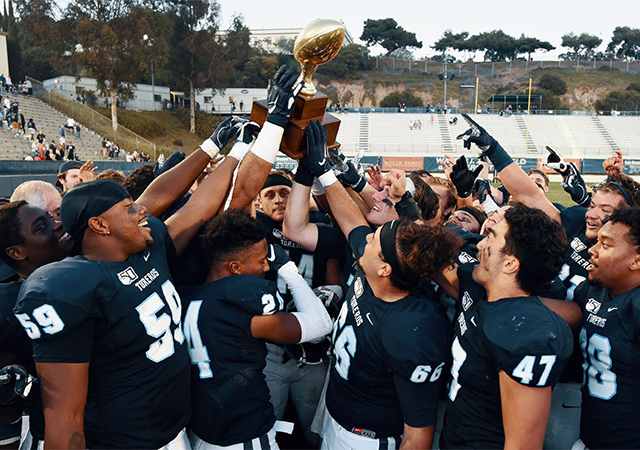 The USD football team defeated Morehead State 52-20 to clinch its sixth straight Pioneer Football League title and a berth in the FCS playoffs.
