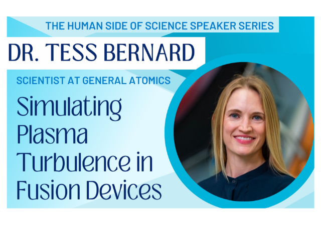 Tess Bernard blue flyer with headshot of speaker