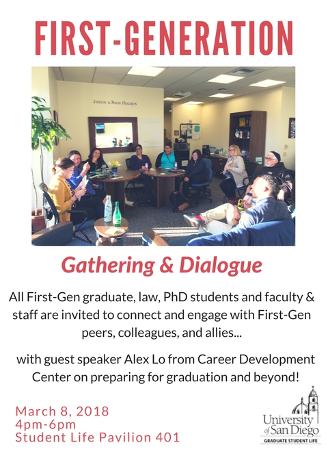 Flyer for First-Gen Gathering and Dialogue