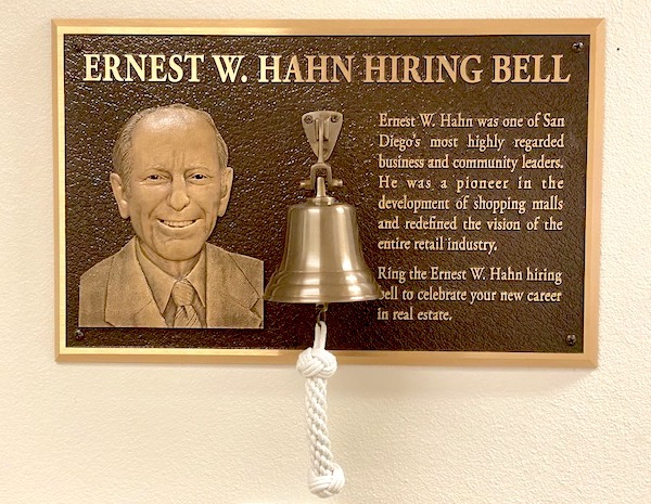 Photo is of the new Ernest W. Hahn Hiring Bell