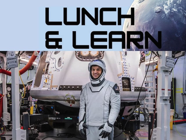 Astronaut inside a space station.