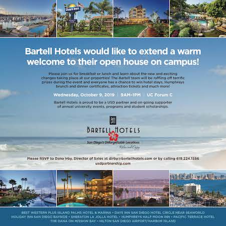 Bartell Hotels flyer with information about USD Open House